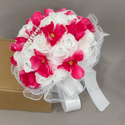 Bouquet de mariée roses et strass — vue 3