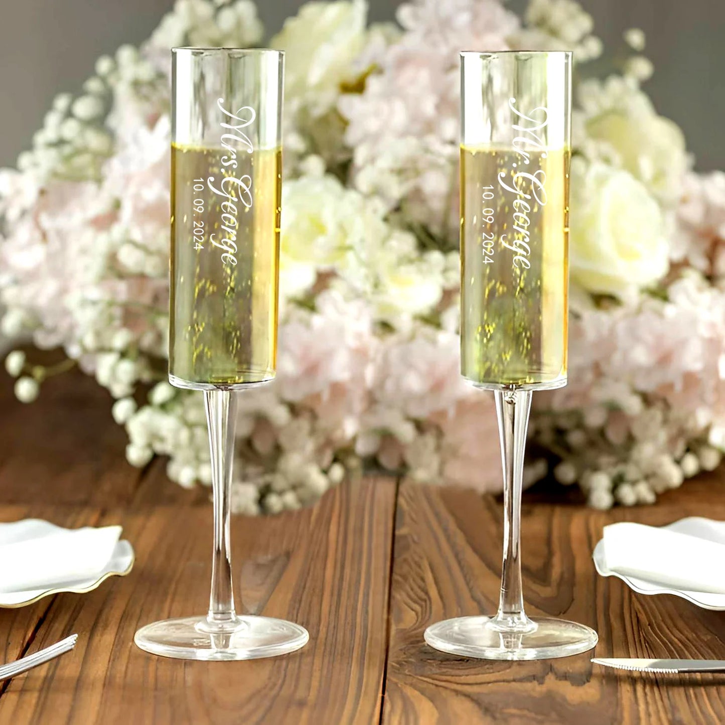 Flûte à Champagne Personnalisée Gravée Prénoms et Date