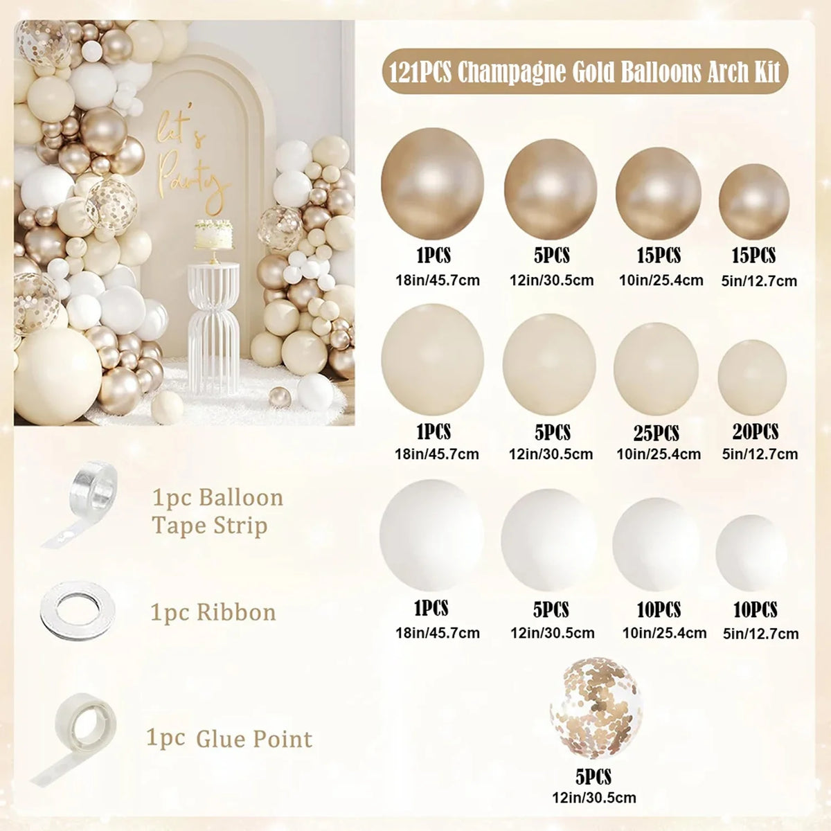 Arche Ballon Mariage Or Champagne — vue 2