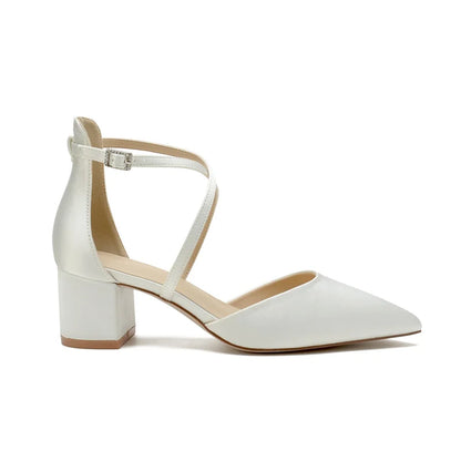 Escarpins Mariée Satin Talon Carré