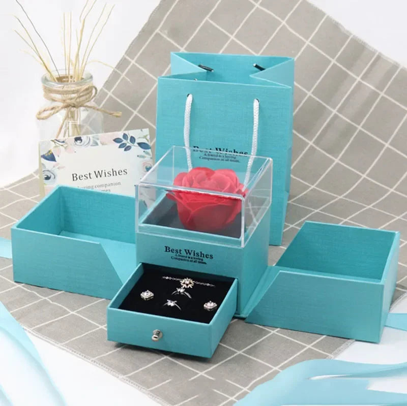 Coffret bague rose éternelle avec sac — vue 2