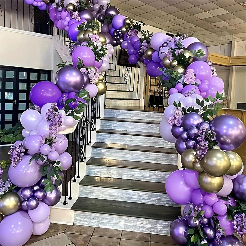 Arche Ballon Mariage Violet Doré