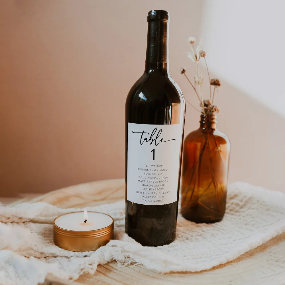 Plan de Table Mariage Étiquettes Vin