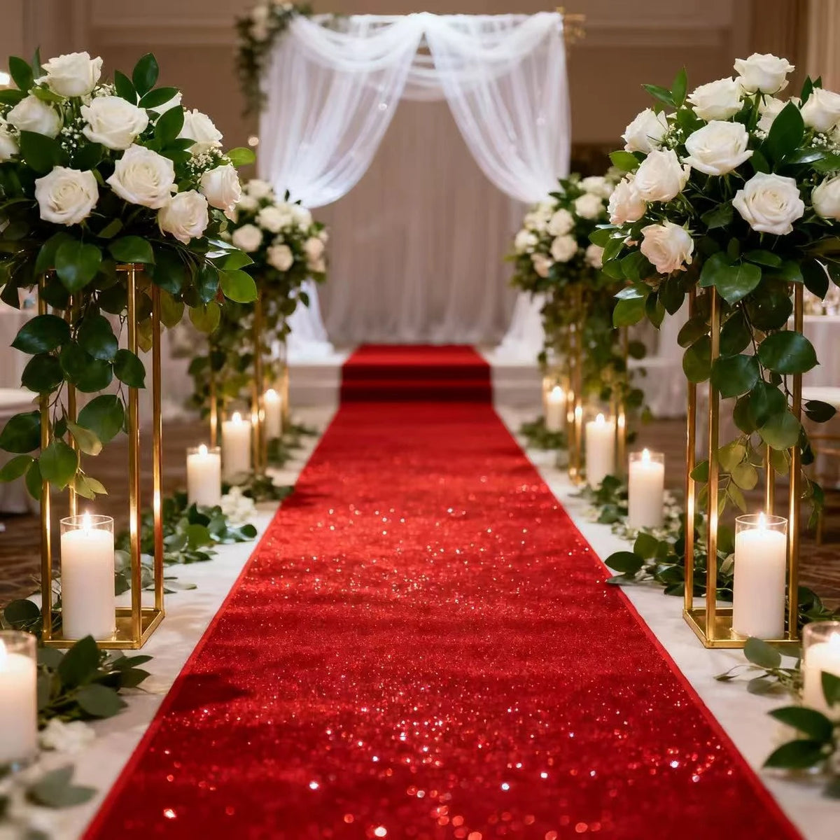 Tapis mariage scintillant pour allée centrale