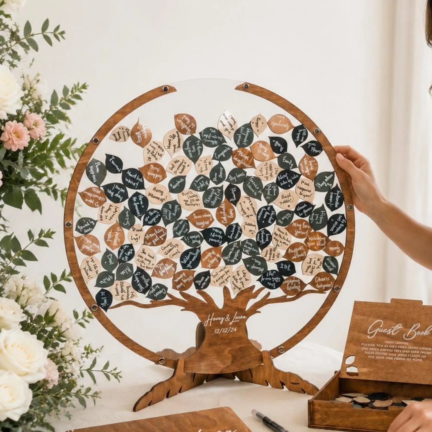 Livre d'Or Mariage Original Arbre Acrylique Bois