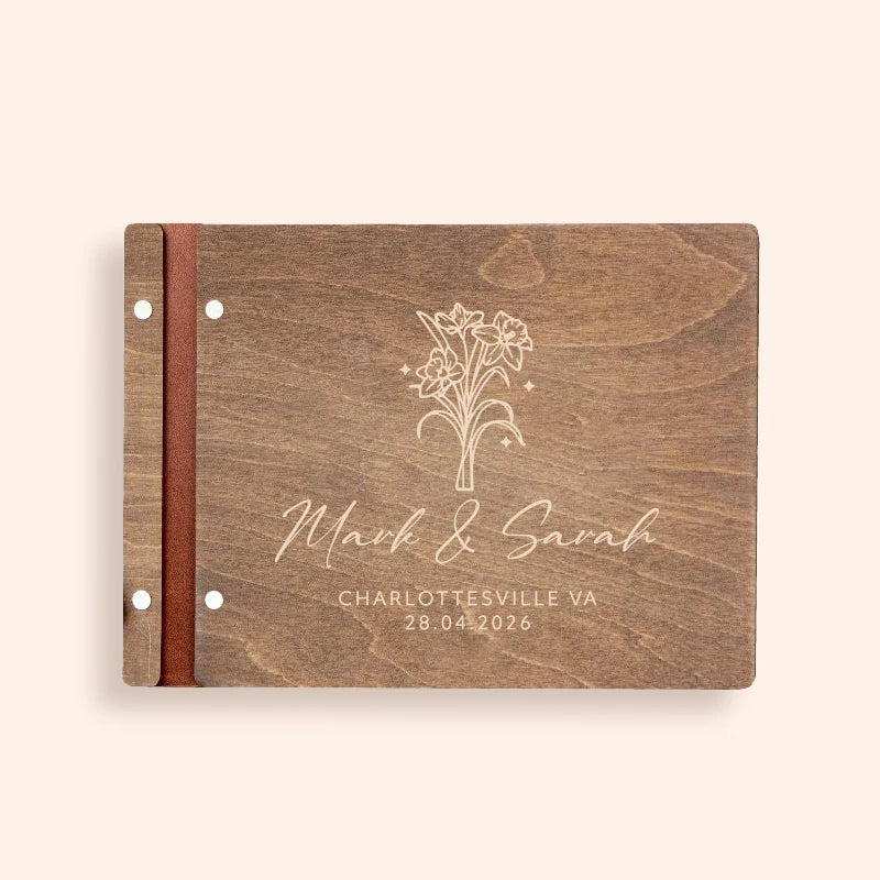 Livre d'or mariage bois personnalisé A4 ou A5