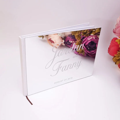 Livre d'Or Mariage Personnalisé Effet Miroir Doré ou Argenté