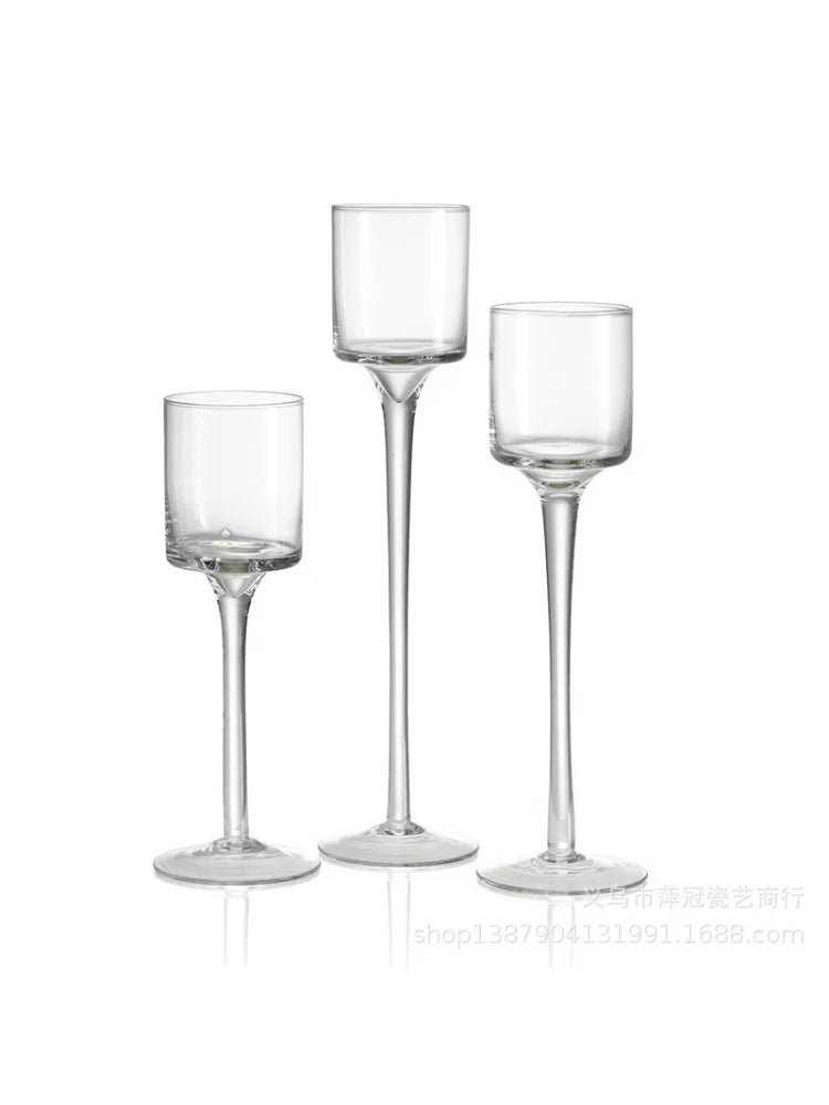 Trio de bougeoirs hauts en verre — vue 5