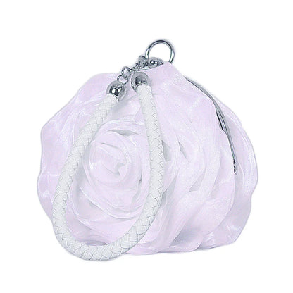 Sac pochette mariée fleur de rose
