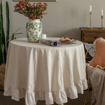 Nappe Ronde Coton Volants Mariage
