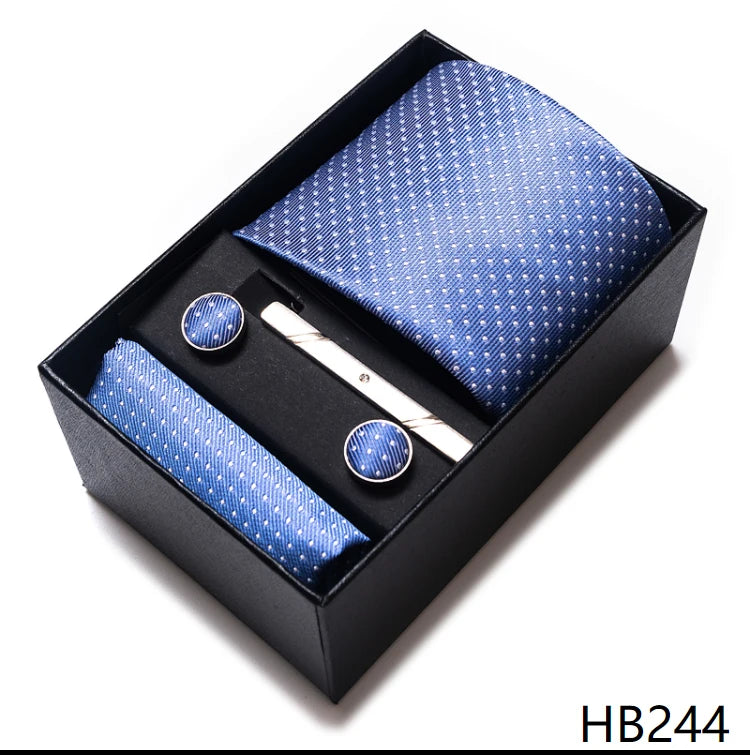 Coffret Cravate Mariage Homme Pochette et Boutons de Manchette