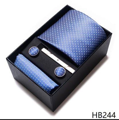 Coffret Cravate Mariage Homme Pochette et Boutons de Manchette
