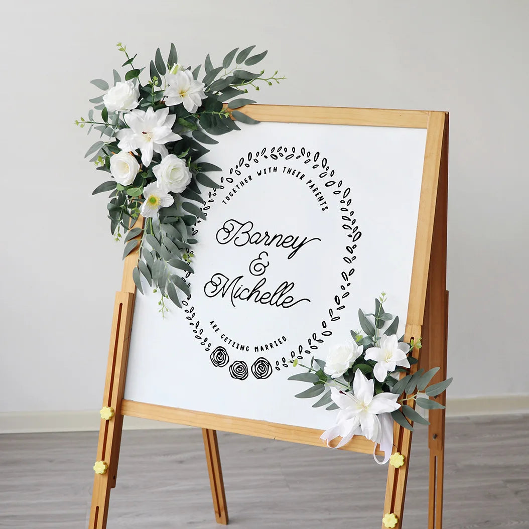 Guirlande fleurs artificielles panneau mariage arche