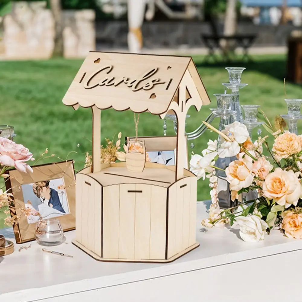 Grande urne mariage bois champêtre puits à souhaits
