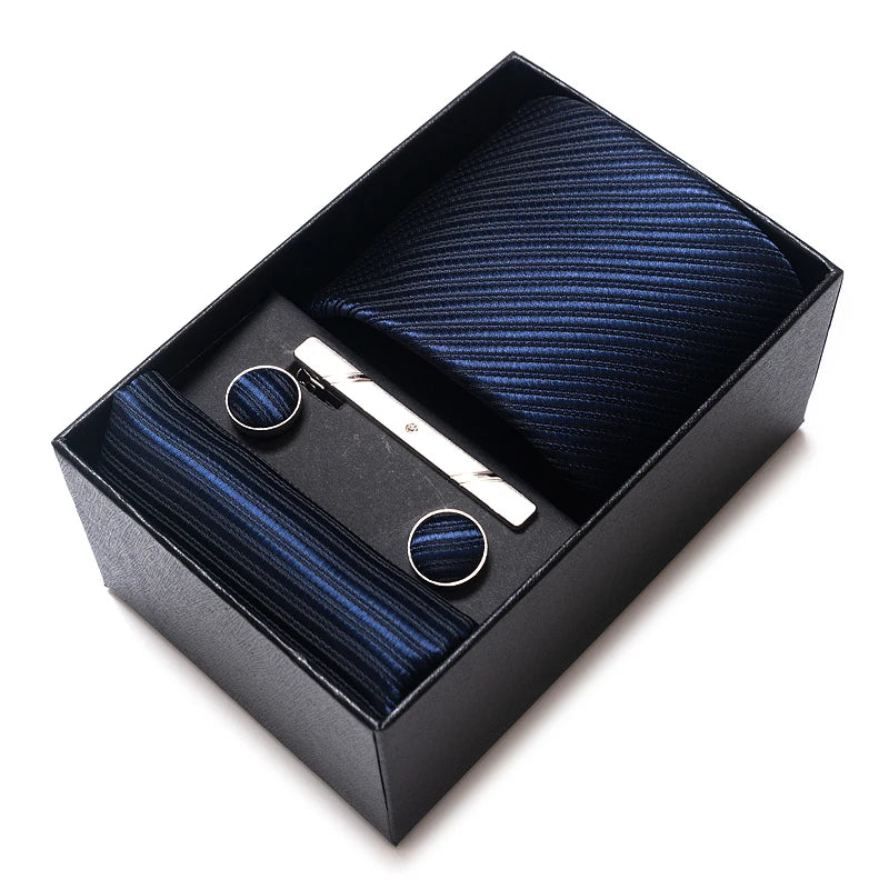 Coffret Cravate Mariage Homme Pochette et Boutons de Manchette