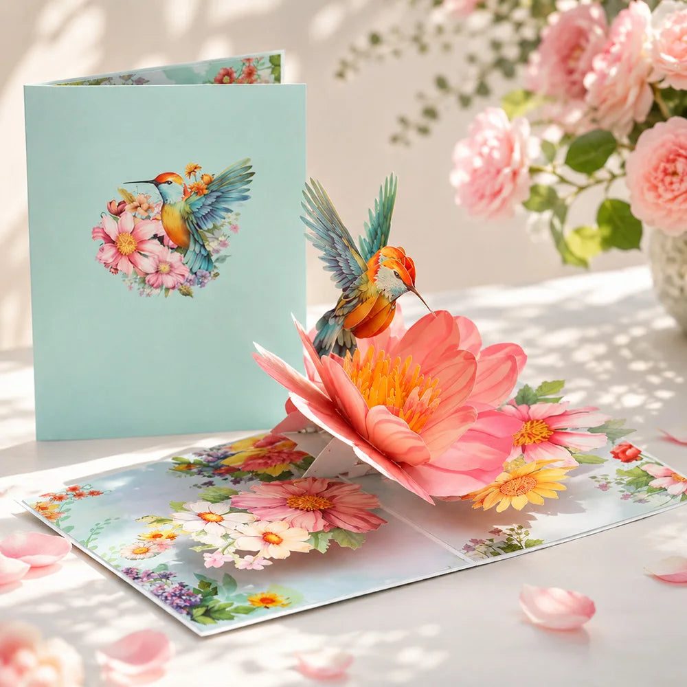 Carte Pop-Up 3D Fleurs et Mariage