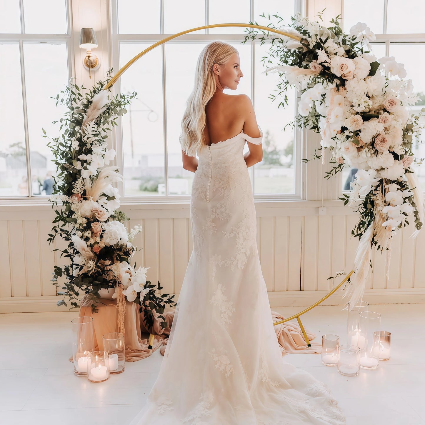 Arche Mariage Ronde Métal Doré