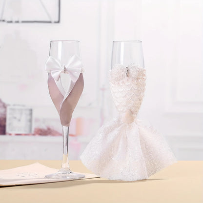 Flûtes champagne mariage robe et costume — vue 2