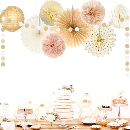 Décoration EVJF Pompons Rosaces Lanternes