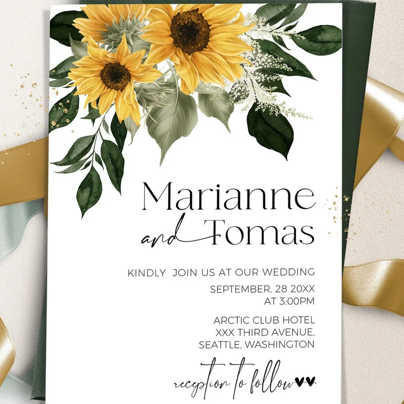 Faire-Part Mariage Tournesol Personnalisé