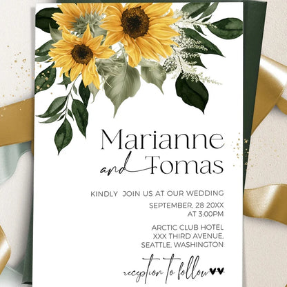Faire-Part Mariage Tournesol Personnalisé