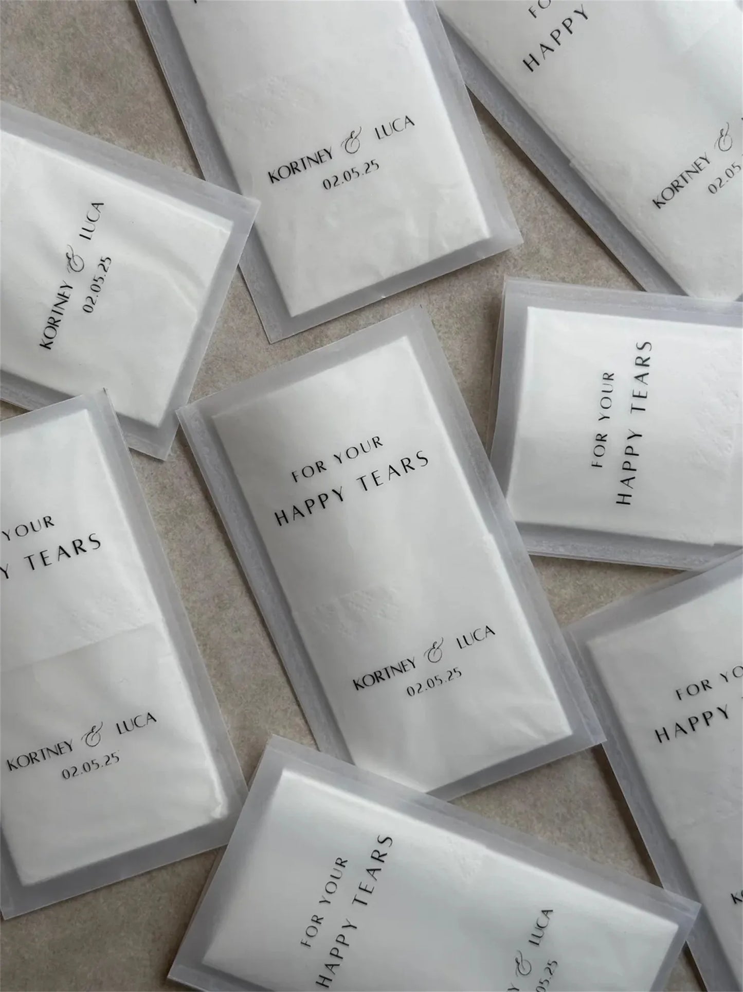 Pochettes mouchoirs larmes de joie mariage