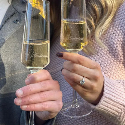 Verre champagne gravé prénoms mariage