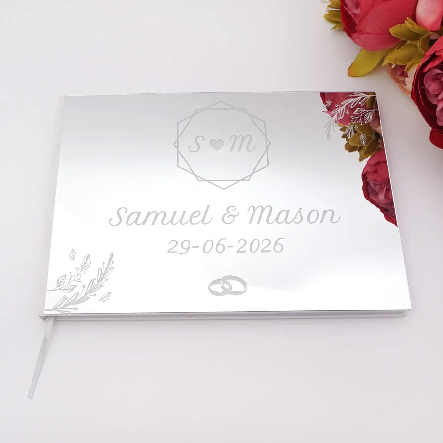 Livre d'Or Mariage Miroir Personnalisé Format Paysage 25x18 cm