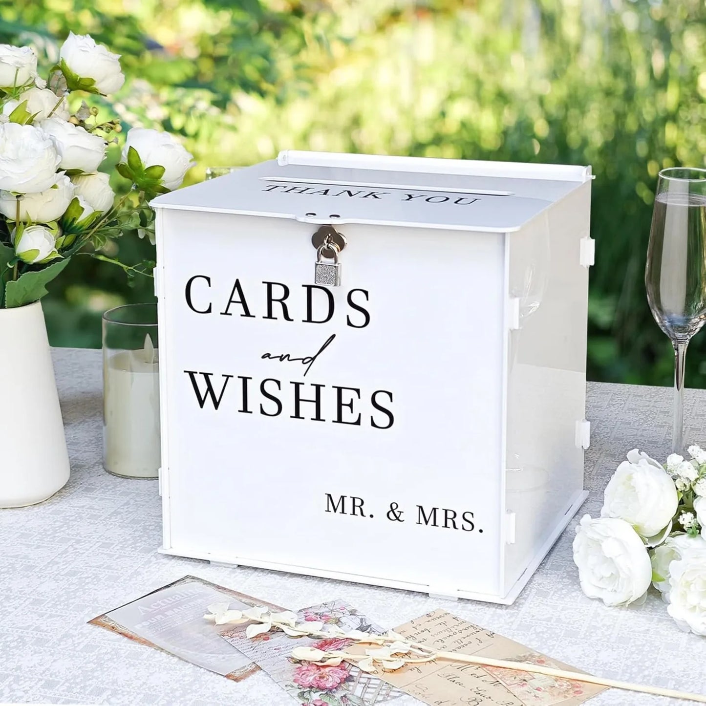 Urne mariage acrylique à fente pour enveloppes