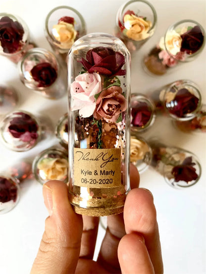 Cadeau invité mariage rose sous cloche — vue 9