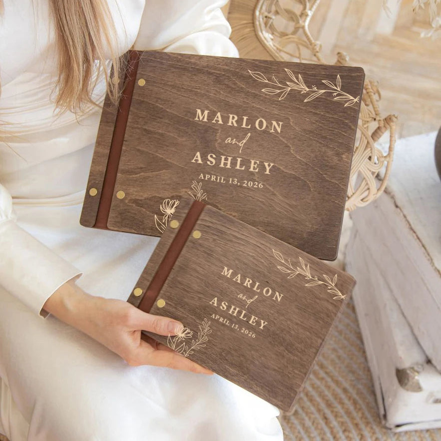 Livre d'or mariage bois personnalisé A4 ou A5