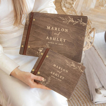 Livre d'or mariage bois personnalisé A4 ou A5