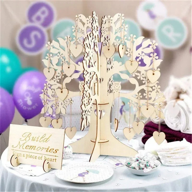 Livre d'Or Mariage Original Arbre à Cœurs Bois