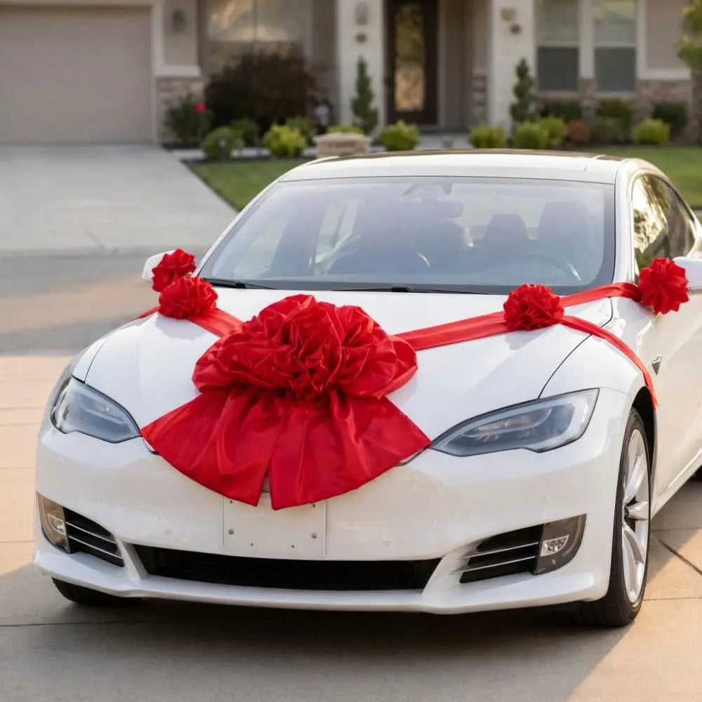 Décoration Voiture Mariage Rouge pour Capot — vue 2