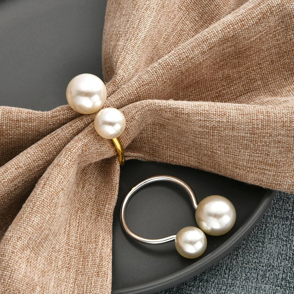Rond de serviette mariage perle lot de 6