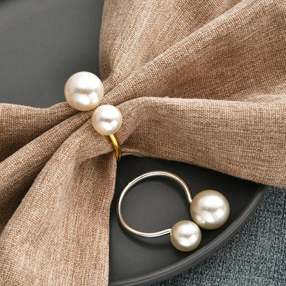 Rond de serviette mariage perle lot de 6