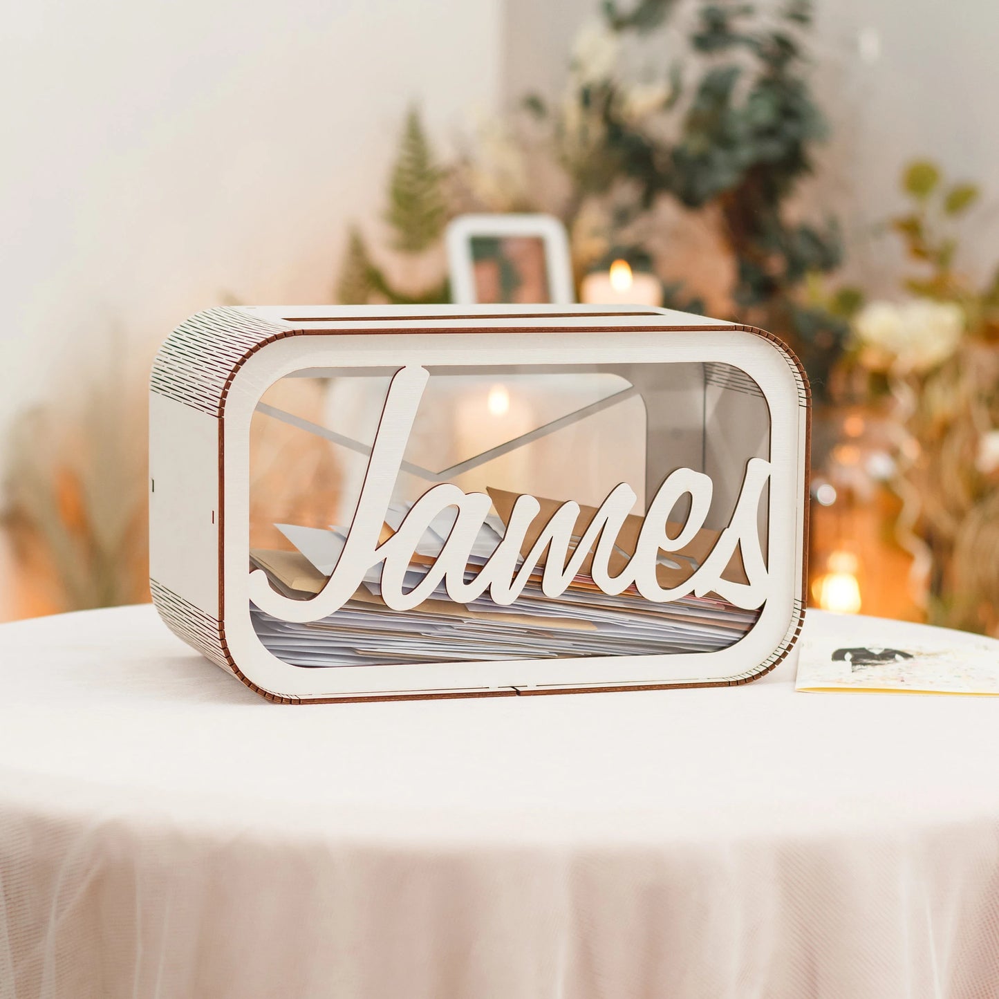 Urne Mariage Bois Monogramme Gravé Personnalisé