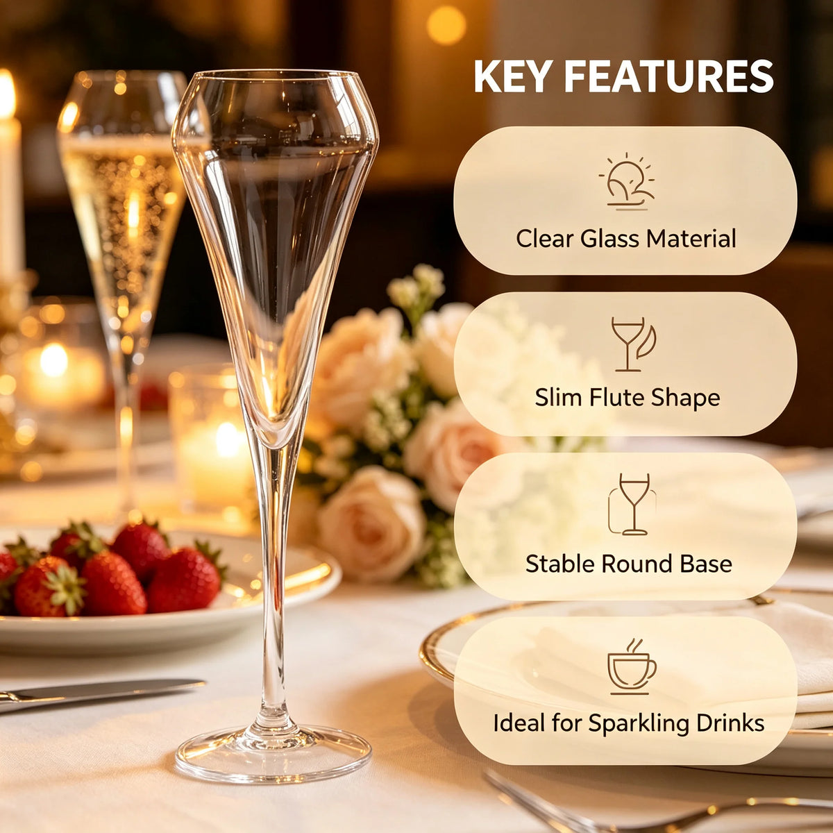 Flûte Champagne Mariage Élancée 210 ml — vue 2