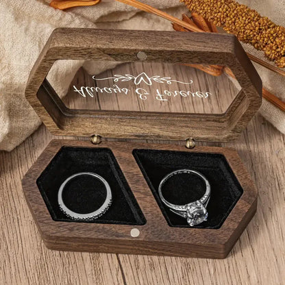 Boîte alliance bois hexagonale vitrée — vue 3