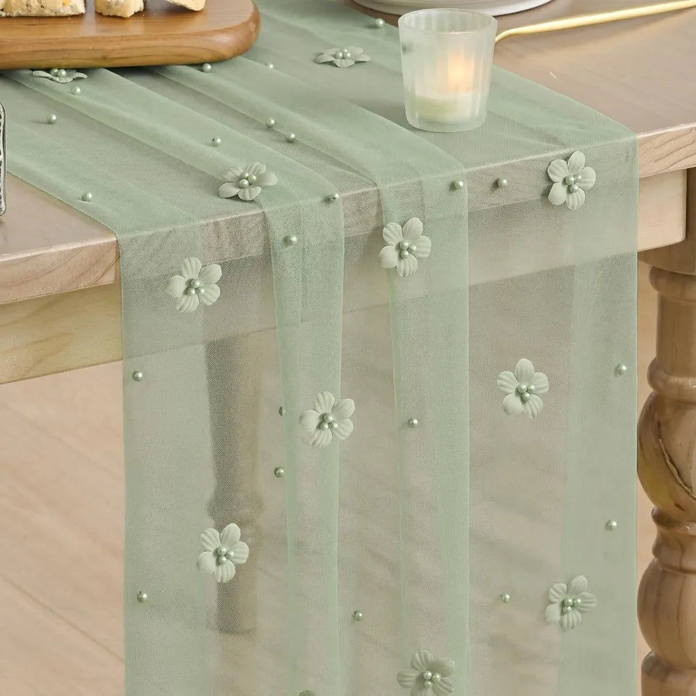 Chemin de Table Tulle Perles