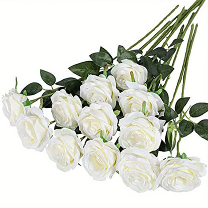 Fleurs artificielles mariage roses 12 tiges