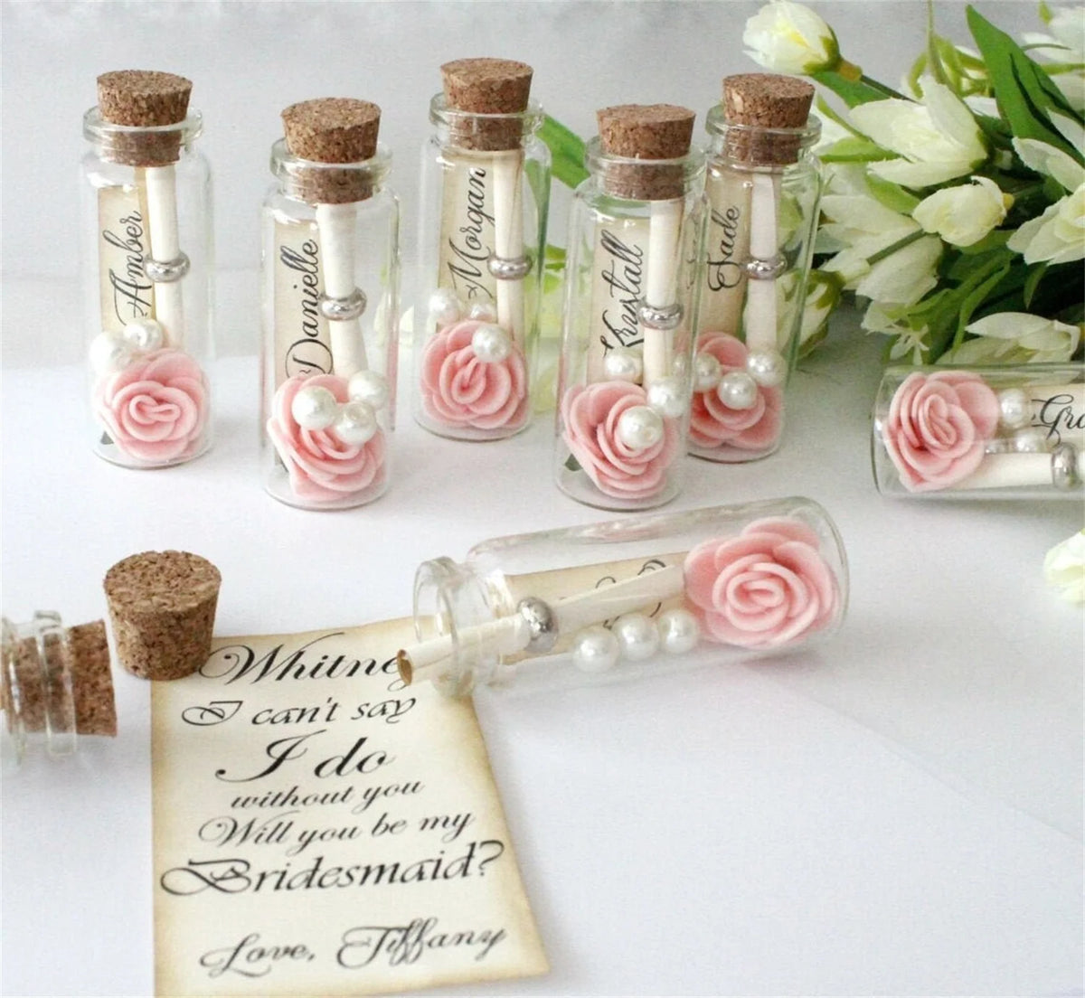 Cadeau invité mariage rose sous cloche — vue 27