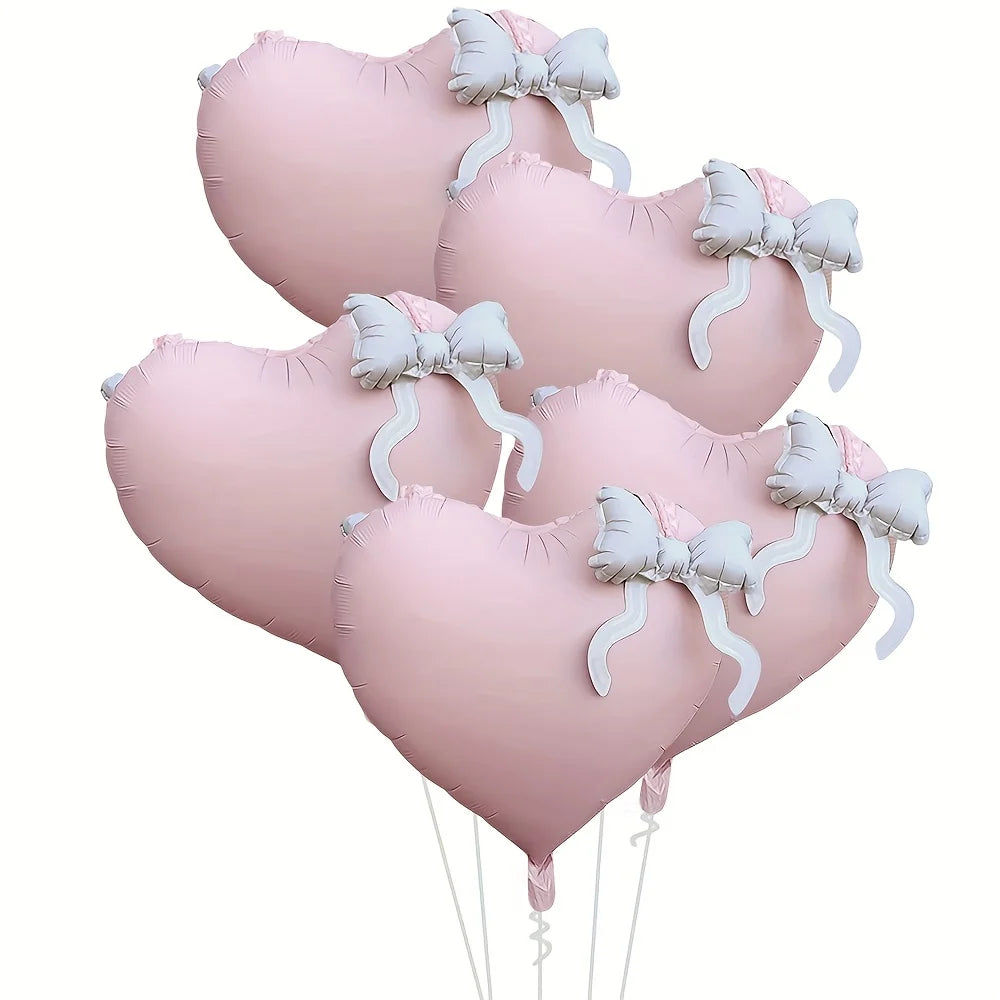 Ballon Cœur Mariage Rose avec Nœud