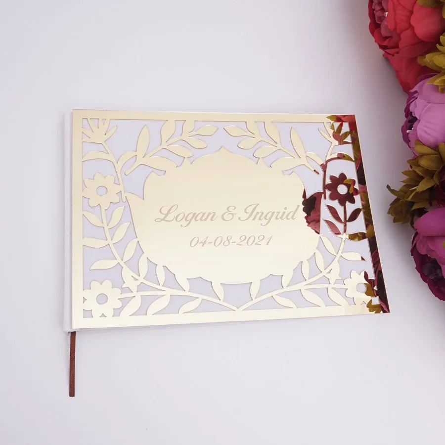 Livre d'Or Mariage Miroir Personnalisé Format Paysage 25x18 cm