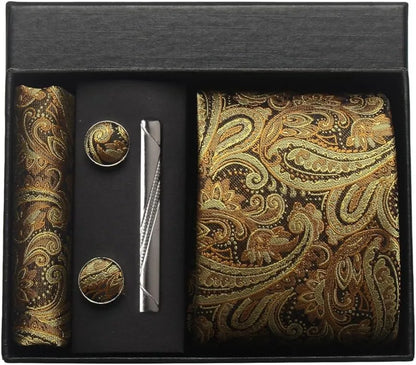 Coffret cravate mariage pochette et boutons manchette
