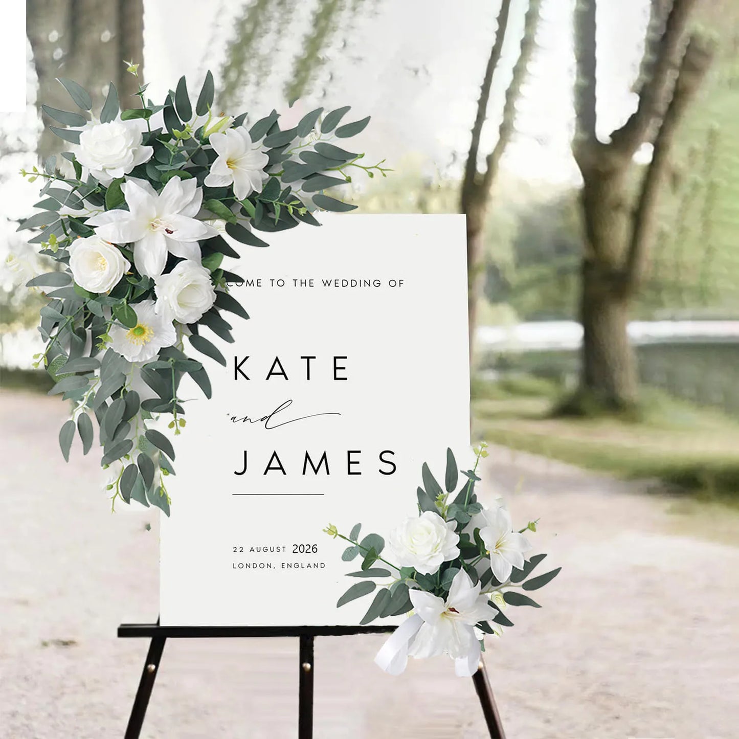 Guirlande fleurs artificielles panneau mariage arche