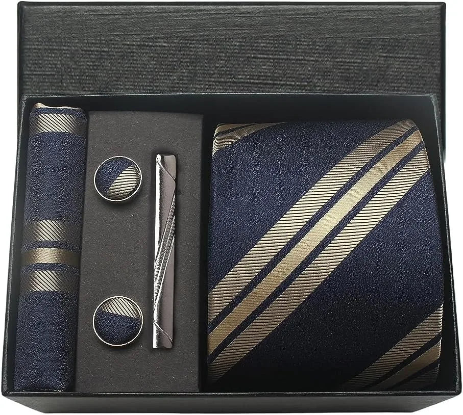 Coffret Cravate Mariage 8 cm Pochette Pince et Manchettes