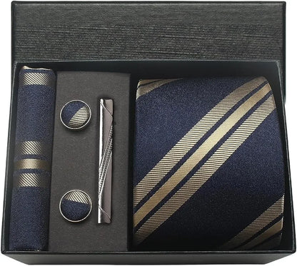 Coffret Cravate Mariage 8 cm Pochette Pince et Manchettes