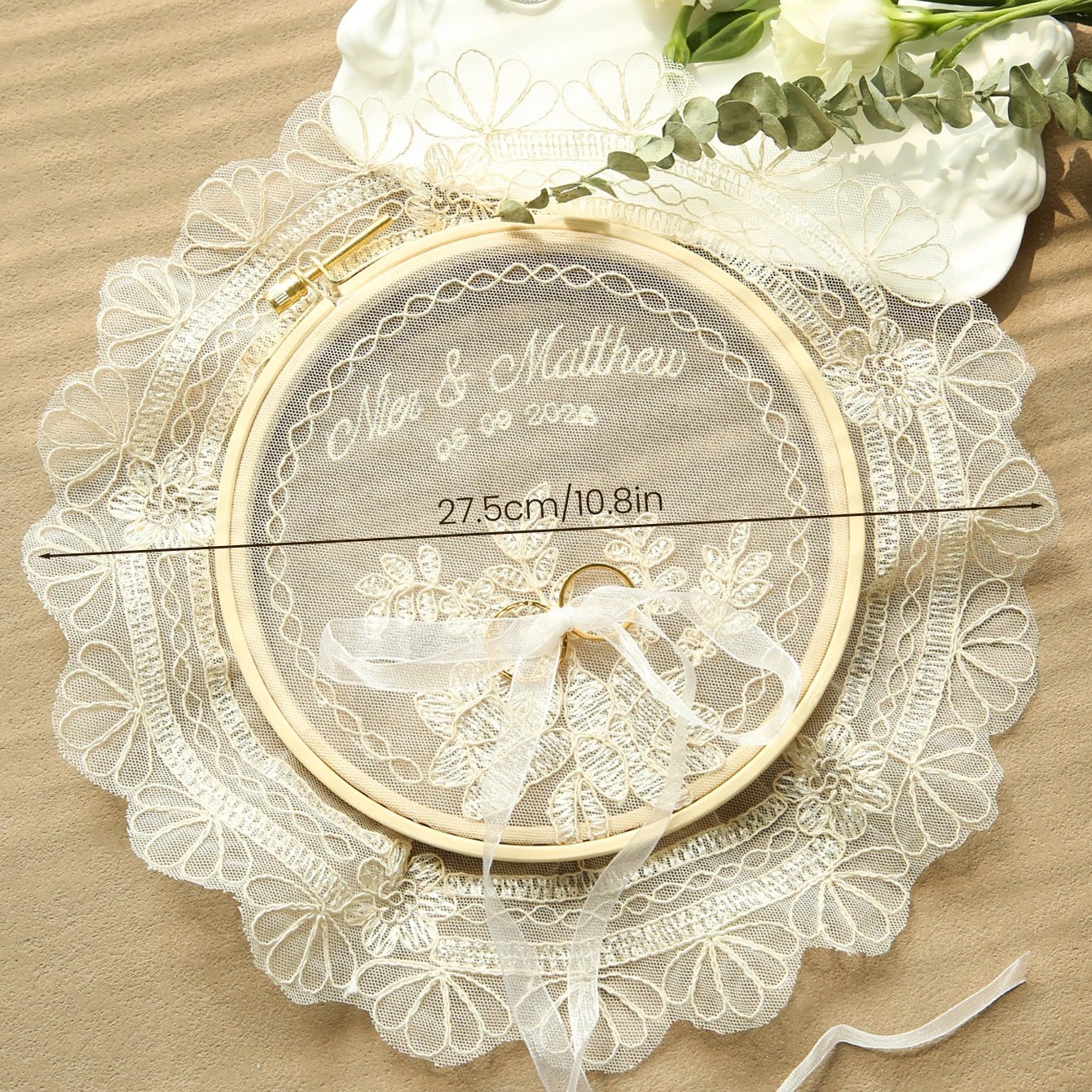 Porte alliance dentelle brodée personnalisée