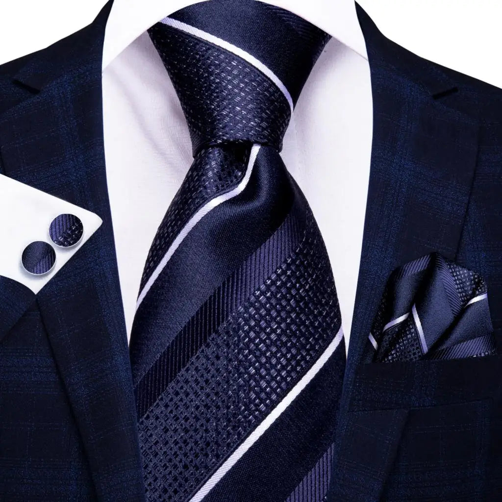 Coffret Cravate Mariage Homme avec Pochette et Manchettes